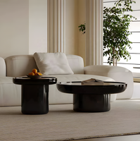 Ensemble de tables basses rondes en laque noire minimaliste italien, durable, écologique, style Wabi-Sabi, meubles de salon de luxe