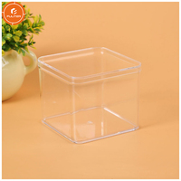 Boîte à bonbons carrée transparente en PET de qualité alimentaire 8x8x6,7 cm, conteneur de présentation en acrylique de 2 mm pour le sucre