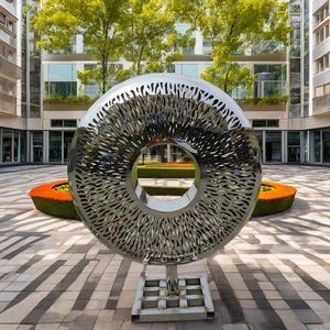 Escultura Hueca de Acero Inoxidable de Lujo Personalizable, Estatua Metálica Hecha a Mano, Moderna, Resistente a la Intemperie, para Jardín o Plaza de la Ciudad - Product Image 3