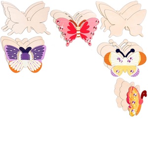 Feuille de peinture en bois vierge en forme de papillon, décoration artisanale en bois non finie pour enfants et adolescents. - Product Image 2