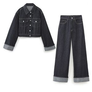 Veste en jean décontractée pour <span class=keywords><strong>femme</strong></span> HANO, col rabattu, poches sur le devant, manches longues, tendance - Product Image 1