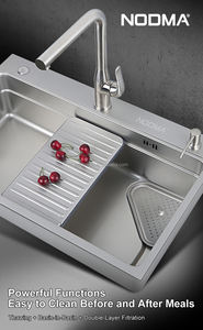 Fregadero de Cocina Moderno de Acero Inoxidable 304, Hecho a Mano, Grande, de 75*48cm, de una Sola Tina, con Diseño Multifuncional de 3 Orificios, un Juego - Product Image 5