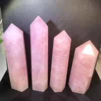 Großhandel Hochwertige natürliche rosa Rosenquarz Obelisk Heil kristall Abschluss punkte Steinturm