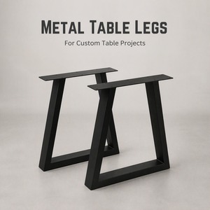 Pieds de table en métal noir 70 x <span class=keywords><strong>72</strong></span> cm, bases de table trapézoïdales pour tables à manger, tables basses et tables de travail sur mesure - Product Image 1