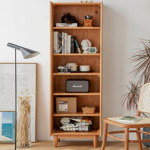 Estantería de madera maciza de cerezo de 0.8M de ancho con puertas, multifuncional para sala de estar o estudio. - Product Image 2