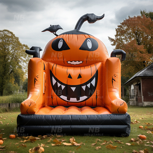Castillo Inflable con Forma de Casa de Calabazas Amarilla para Fiestas de Halloween, Brincolín Inflable Comercial para Exteriores - Product Image 5