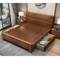 Lit en bois massif de noyer chinois, mobilier de chambre à coucher, lit simple ou double 1,5 m 1,8 m, ensemble de lit en bois massif