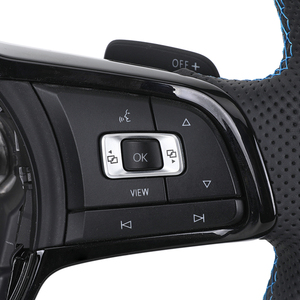 Volant en cuir Alcantara semi-perforé R Line pour VW Volkswagen <span class=keywords><strong>Golf</strong></span> 5 6 7 R MK5 MK6 MK7 Jetta Polo Passat CC B6 B7 - Product Image 4