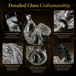 Trae <span class=keywords><strong>el</strong></span> Océano a tu Bar: Decantador de Vidrio con Forma de Pulpo y Tentáculos Verdes Fluidos, Garrafa de Whisky con Temática Náutica, Perfecta - Product Image 5