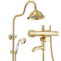 Robinetterie de salle de bain en laiton brossé doré non revêtu, mitigeur mural eau chaude et froide, ensembles de robinets mitigeurs pour salle de bain et douche