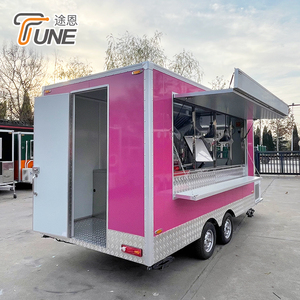 รถขายอาหารเคลื่อนที่แบบปรับแต่งได้ รถเข็นขายอาหารริมทาง รถพ่วงขายอาหารเคลื่อนที่สำหรับเบอร์เกอร์ กาแฟ และของว่าง - Product Image 3