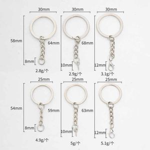Wholesale Factory 25mm 30mm <b>Keyring</b> With Chain DIY Hardware Keychain Accessory Silver Nickel Plating Flat <b>Keyring</b> Split Key <b>Ring</b> - Product Image 3