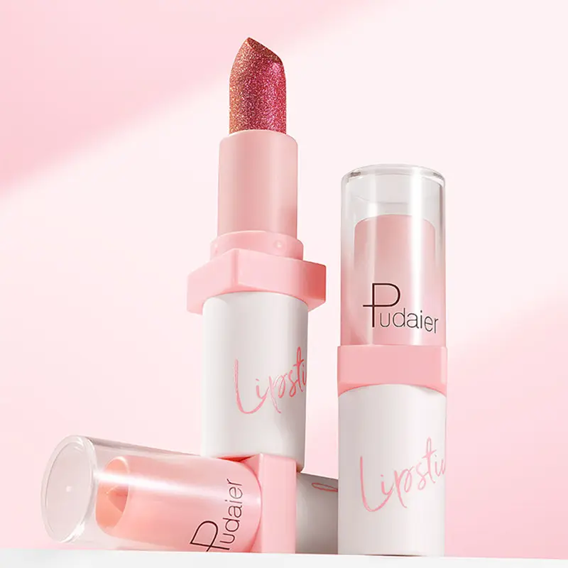 Lip Gloss metalik berkilau Flip krim Matte, Lipstik seksi Nude tahan air mutiara riasan bibir