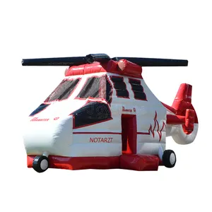 Kırmızı ve beyaz helikopter sıçrama ev şişme şato ile şişme fedai üfleyici