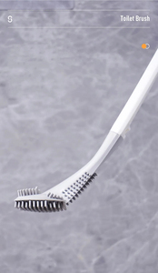Brosse de nettoyage en silicone à long manche pour toilettes, WC, cuvettes de toilettes, salle de bain, et pour le nettoyage des surfaces à hauteur de genoux, avec crochet mural - Product Image 3