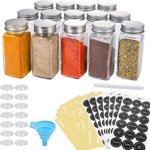 Square <span class=keywords><strong>Glass</strong></span> Salt Shaker e Pepper Container Tempero Frasco Frascos de especiarias com <span class=keywords><strong>shake</strong></span> para cozinha ou uso do partido - Product Image 4