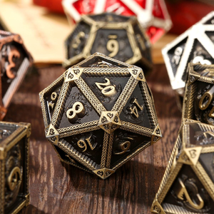 ヴィンテージ風ドラゴン彫刻メタルダイスセット 7個入り 亜鉛合金多面体 ダンジョンズ＆ドラゴンズ RPG DND ダイス テーブルトップボードゲーム用 - Product Image 1