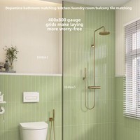 Carreaux muraux de salle de bain en céramique de style français, série Brique Faite à la Main Vert Foncé Dopamine, résistants à l'usure, avec carreaux de balcon 400x800