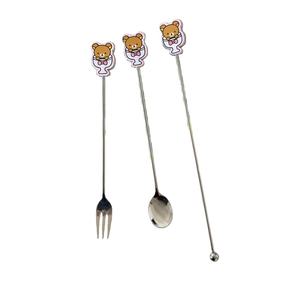 Nuevo Juego de Cuchara y Tenedor de Acero Inoxidable con Diseño de Gato y Conejo de Dibujos Animados, Agitador de Café, Agitadores de Bebidas Reutilizables, <span class=keywords><strong>Vajilla</strong></span> - Product Image 6