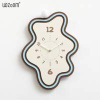 WOZOOM jam dinding tidak beraturan, dekorasi seni dinding dekorasi warna-warni jam dinding boneka beruang lucu krim angin minimalis