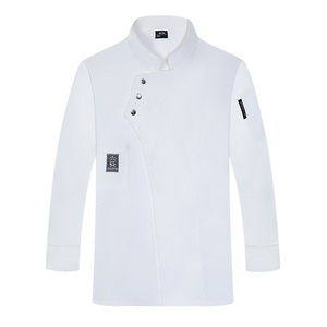 Vente en gros Veste solide pour hommes Manteau de chef Manteau de travail pour restaurant, boulangerie, restauration Vêtements de cuisine pour femmes - Product Image 6