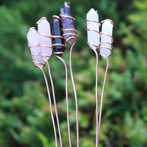 Bijoux Daisy - Ornement floral en cristal rose naturel, baguette magique <span class=keywords><strong>Harry</strong></span> Potter faite à la main pour le jardin - Product Image 1