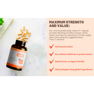 Экстракт шафрана, добавка, добавка шафрана, капсулы для женщин и мужчин, 88,5 мг экстракта шафрана - Product Image 5