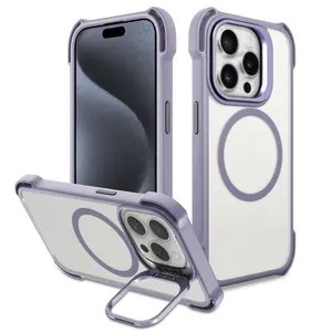 कस्टम प्रीमियम फोन केस 2024 मैग्नेटिक शॉकप्रूफ कवर रंगीन कैमरा स्टैंड आईफोन 16 केस आईफोन 15 प्रो मैक्स मोबाइल केस के लिए