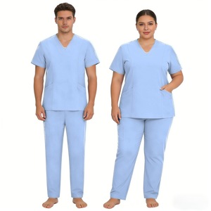 Unisex Hospital Scrub Set Short Sleeve Split Design Knitted Spandex/Polyester Fabric for <strong>Surgical</strong> and Clinical Use - Product Image 6