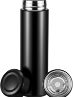 Bouteille d'eau isotherme en acier inoxydable de 15 oz, garde au chaud pendant 12 heures et au froid pendant 24 heures pour le café et les boissons (noir)