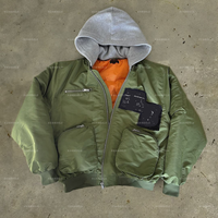 Vente en gros Veste bombardier à capuche zippée en polyester de haute qualité manteau de baseball veste de vol bombardier décontractée avec broderie patch unisexe