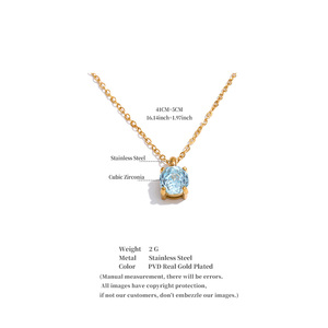 Collier JINYOU 3081 en acier inoxydable plaqué or avec zircon cubique bleu clair, pendentif en zircon imperméable - Product Image 6