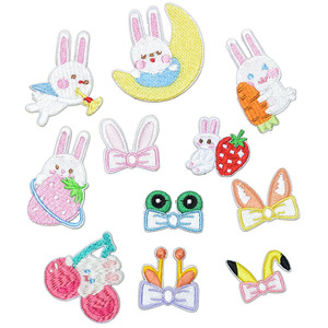 Vêtements de dessin animé brodés auto-adhésifs patchs mignons de navets de <span class=keywords><strong>lapin</strong></span> pour le bricolage sac en épingle à cheveux chaussures chapeaux veste jean vêtement Patch - Product Image 1