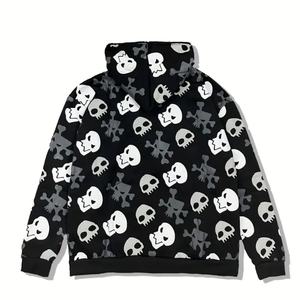 Venta al por mayor de moda de peso pesado de gran tamaño Zip-Up Hoodies Hombres All-Over Screen Printed Custom Logo Streetwear Moda Sudadera con capucha Hombres - Product Image 2