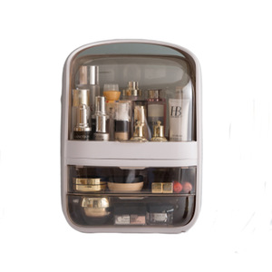Organizador de joyas de maquillaje de plástico a prueba de polvo de diseño desmontable, caja de almacenamiento de cosméticos de escritorio funcional para estante de cuidado de la piel - Product Image 6