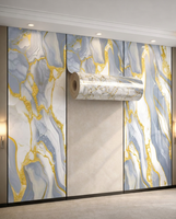 Papier peint adhésif effet marbre pour villa, appartement, hôtel – Autocollant mural moderne en PET, imperméable, ignifuge et résistant à l'humidité