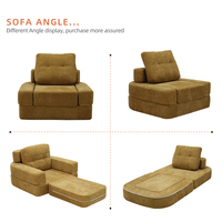 Canapé-lit pliant convertible avec matelas et coussin, support dorsal confortable, fauteuil inclinable en tissu et éponge pour appartement
