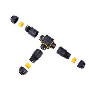 Connecteur étanche de type T M25 IP68, connecteur rapide un entrée-deux sorties pour câbles d'éclairage LED - Product Image 2