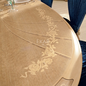 Juego de mesa de <span class=keywords><strong>comedor</strong></span> de madera ovalada barroca exquisita de nuevo diseño-<span class=keywords><strong>Comedor</strong></span> elegante y conjunto de mesa de cóctel - Product Image 4