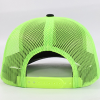 Casquettes de camionneur personnalisées à 6 panneaux, profil bas, en maille, couleur néon