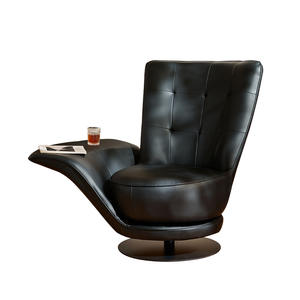 Sillón Giratorio Individual de Diseño Italiano Moderno, Sillón de Cuero Genuino para Sala de Estar, Estilo Villa de Alta Gama - Product Image 2