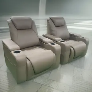 Hot sale 2 single seats Massage chair Comfortable Theatre Seat Genuine Leather Theater Recliner Cinema Living room Furniture
