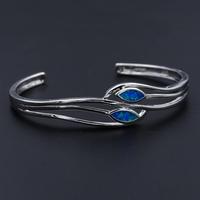 Bracelet manchette en argent plaqué, design coquillage, opale de feu bleue, bijou de mariage tendance, cadeau, livraison rapide en gros