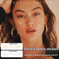 Autocollants de tatouage de taches de rousseur européennes américaines dorées argent imperméable et résistant à la sueur paillettes étoiles maquillage essentiel de fête