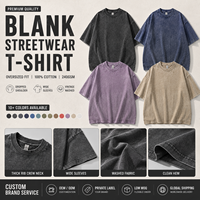 T-shirts pour hommes 100% Coton, Coupe Oversize, Grammage Lourd, Vintage, Uni, Streetwear, Décontracté, Délavé à l'acide, Style Urbain