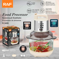 Robot culinaire multifonctionnel RAF R.3409, hachoir et moulin à viande électrique avec grand bol transparent