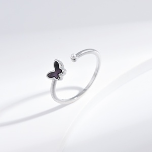 wholesale plata 925 sterling Silver heart butterfly open <b>ring</b> stackable shell stone designer <b>dainty</b> summer everyday girls <b>rings</b> - Product Image 3