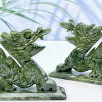 Statue de dragon en jade Xiuyan vert naturel, sculpture animale porte-bonheur Feng Shui, pierre précieuse de guérison Reiki, figurine de dragon décorative de 15 cm