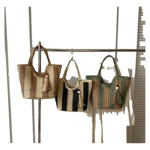 <span class=keywords><strong>Mini</strong></span> sac de plage en osier Createur Kurt Giger, sac de shopping mexicain, conteneur en paille bleu, poêle à baguette française - Product Image 1
