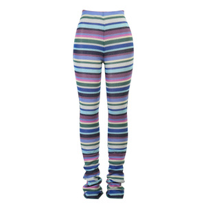 Pantalones de punto a rayas coloridos para mujer, <span class=keywords><strong>ropa</strong></span> de calle <span class=keywords><strong>Hippie</strong></span>, Sexy, Extra largos, otoño 2023 - Product Image 6